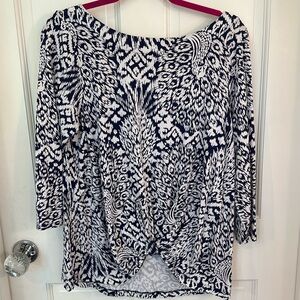 Lilly Pulitzer blue and white animal print top, size L